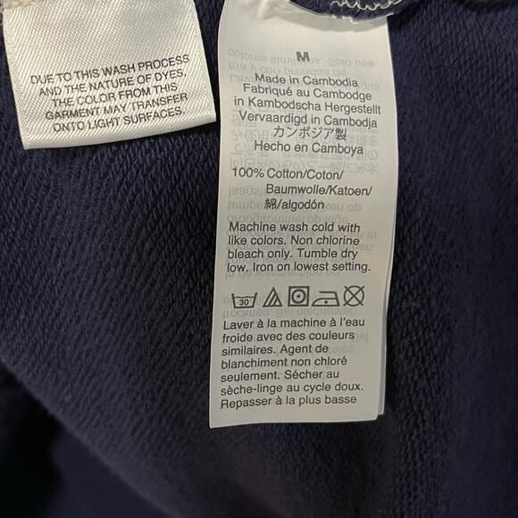 J Crew Lace-up Navy Blue Hoodie Pockets Size M Layers Boho Warm Nautical Beachy - Picture 12 of 13